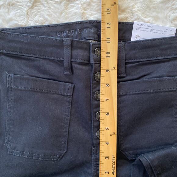 American Eagle Super Hi-Rise Jegging Jeans Size 8 Black Next Level Stretch Denim - Picture 8 of 10